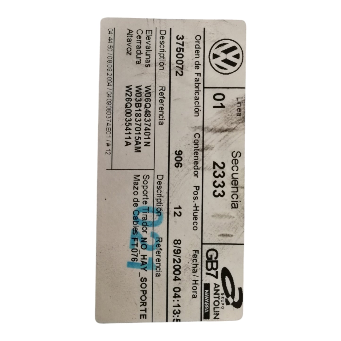 Alzacristallo Alzavetro Anteriore Sinistro VOLKSWAGEN POLO 4 Serie 5 Porte