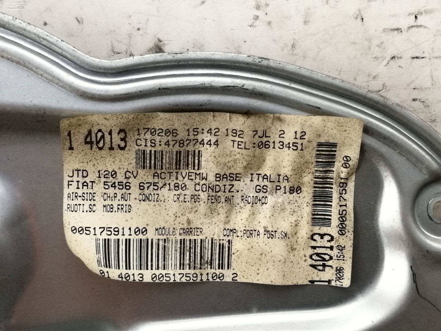 Alzacristallo Alzavetro Posteriore Sinistro FIAT STILO Berlina SW