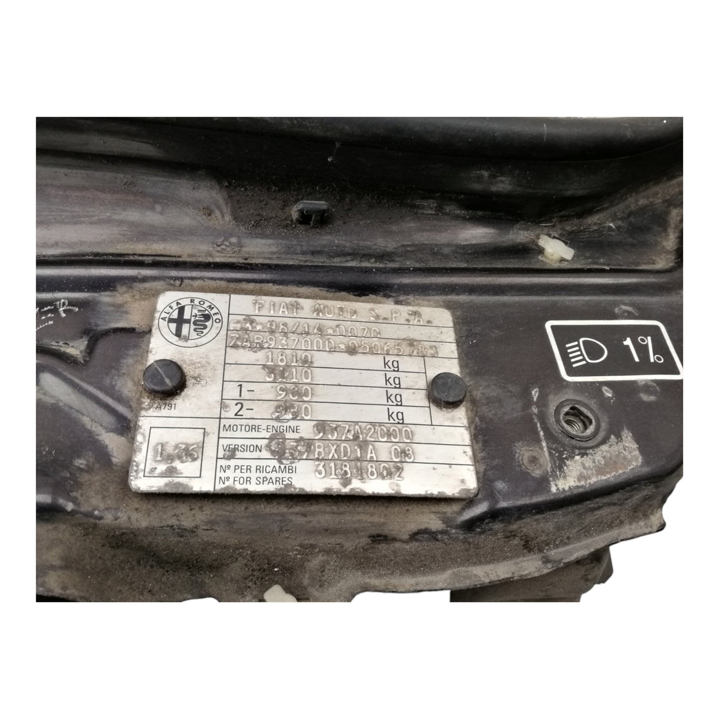 Rivestimento Frontale Superiore Anteriore ALFA ROMEO 147 1 2 Serie/GT