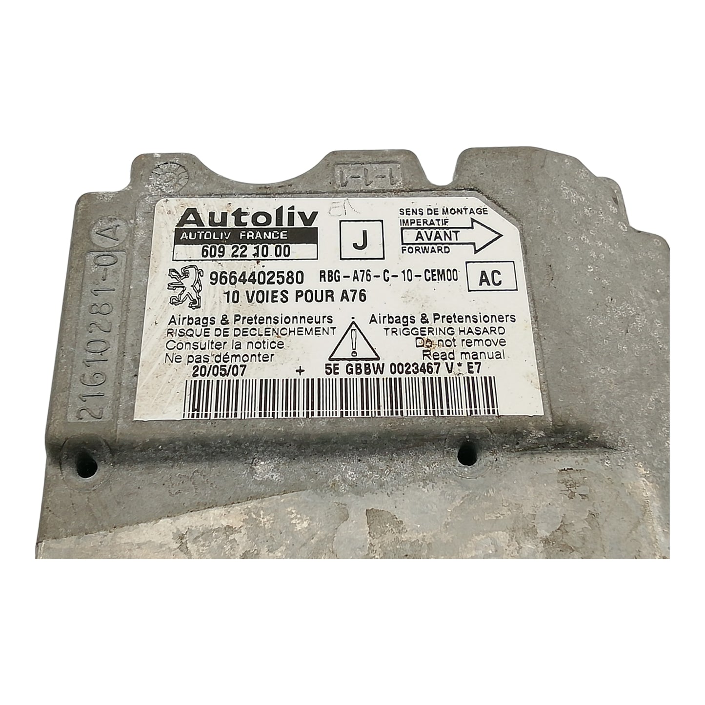 Centralina Airbag PEUGEOT 207 CC 1.6 DIESEL E BENZINA 9664402580