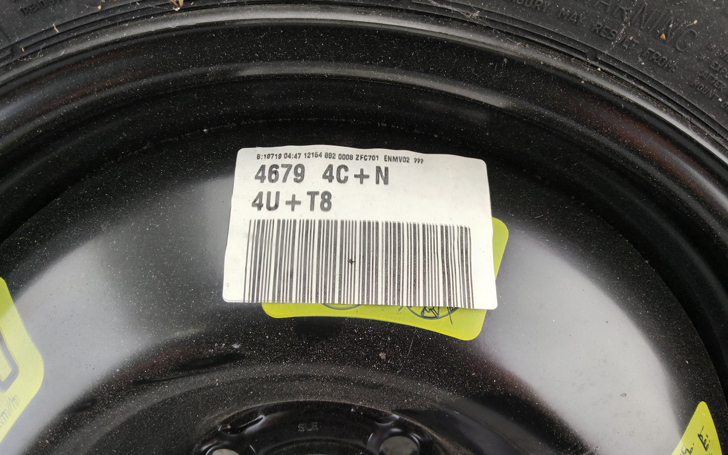 Cerchio Ruota Di Scorta PEUGEOT 3008 1 Serie Raggio 16 4 Fori T135/90