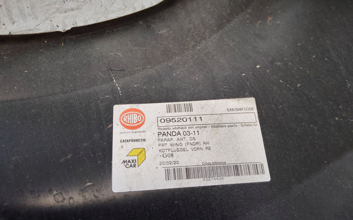 Parafango Anteriore Destro FIAT PANDA 2 Serie