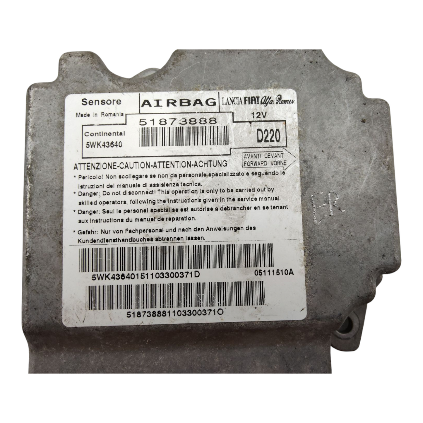 Centralina Airbag FIAT BRAVO 2 Serie Restyling Diesel Benzina