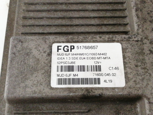 Centralina motore fiat idea 1.3 (2003 > 2008) 51768657 motore 188a9000