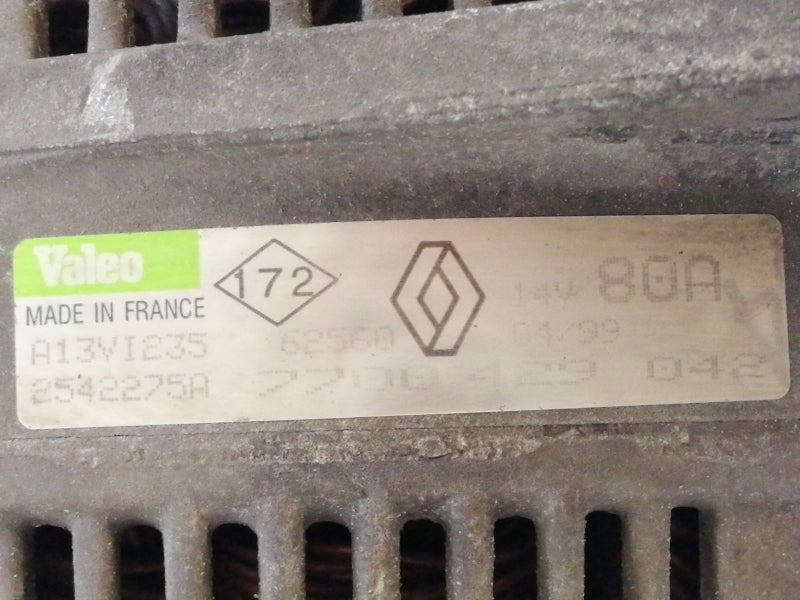 Alternatore renault clio ( 1998 > 2001 ) valeo 7700429042 - 80 ah originale