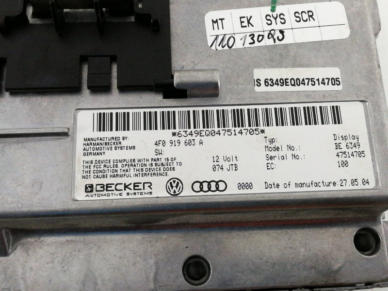 Display check control audi a6 - avant 4f2 4f5 (2004 - 2008) 4f0919603a